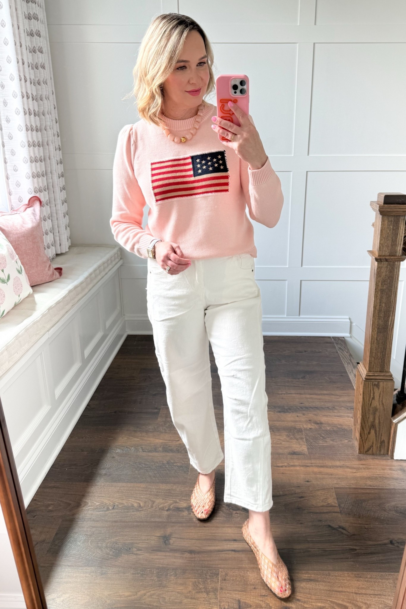 I’ve been waiting for this @Tuckernuck sweater to come back and it’s here! A little pricey but the quality is so good - I love the slight puff sleeve and the pastel pink color. Wearing size small for reference. My jeans are Amazon! If you’ve been wanting to try a barrel cut without breaking the bank, give this one a try. It’s a slight barrel, not too dramatic. The denim is super soft and has stretch. They’re so comfortable. I’m wearing a size medium but probably could’ve gone down to a small. Size down if in between sizes. My necklace is also from Amazon and looks like Anthro or Bauble Bar. Only $15 and tons of colors (this is the pink). I’ve been getting tons of compliments on my jelly shoes. Linking them from two retailers. The soles are super cushy and feel like memory foam. They are so comfortable. Run TTS.

#LTKootd #LTKOver40