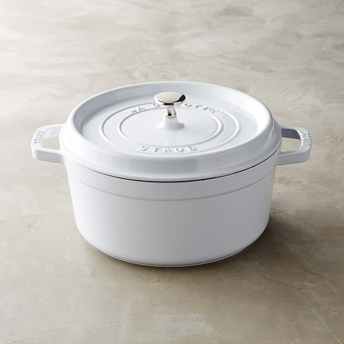 Staub Enameled Cast Iron Round Dutch Oven, 5 1/2-Qt., White | Williams-Sonoma