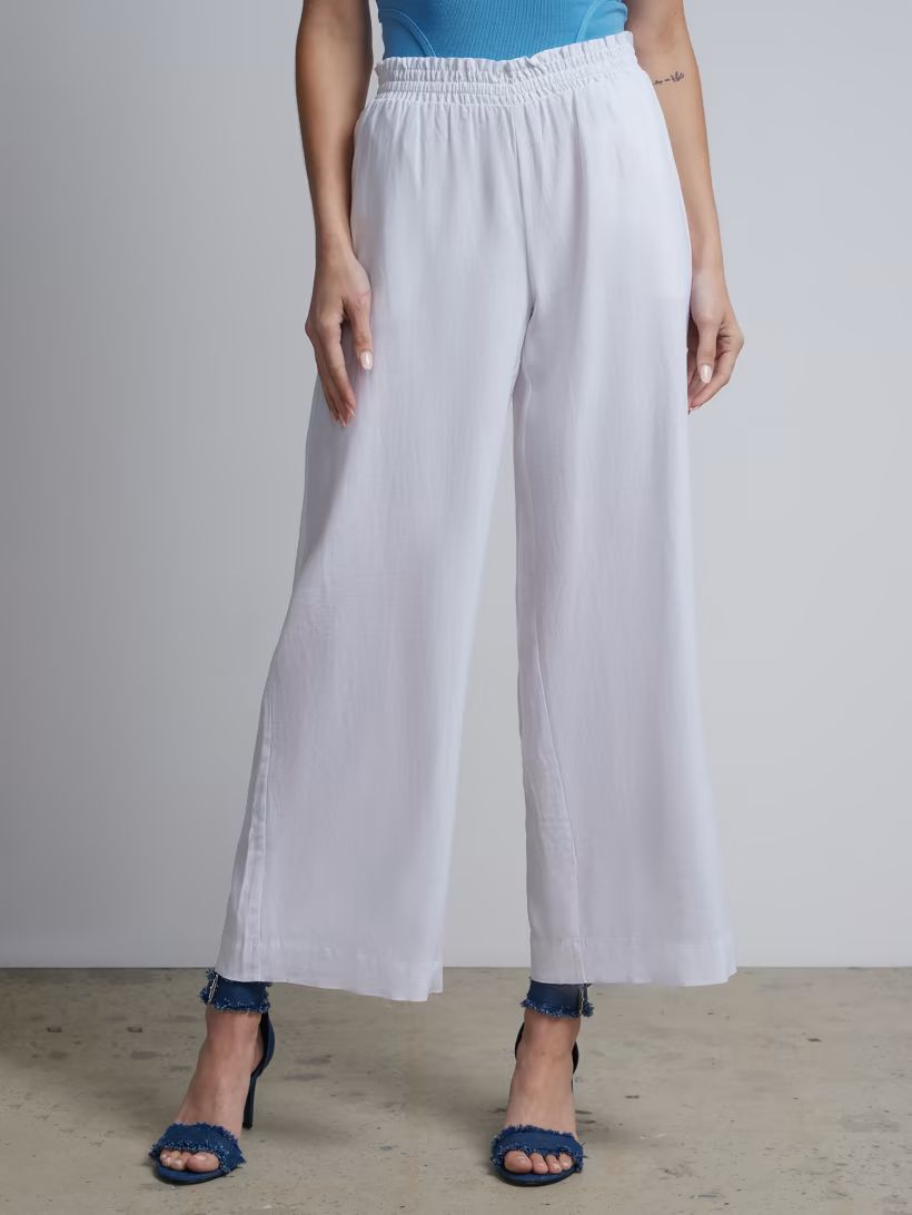 Linen-Blend Smocked-Waist Wide-Leg Pant | New York & Company