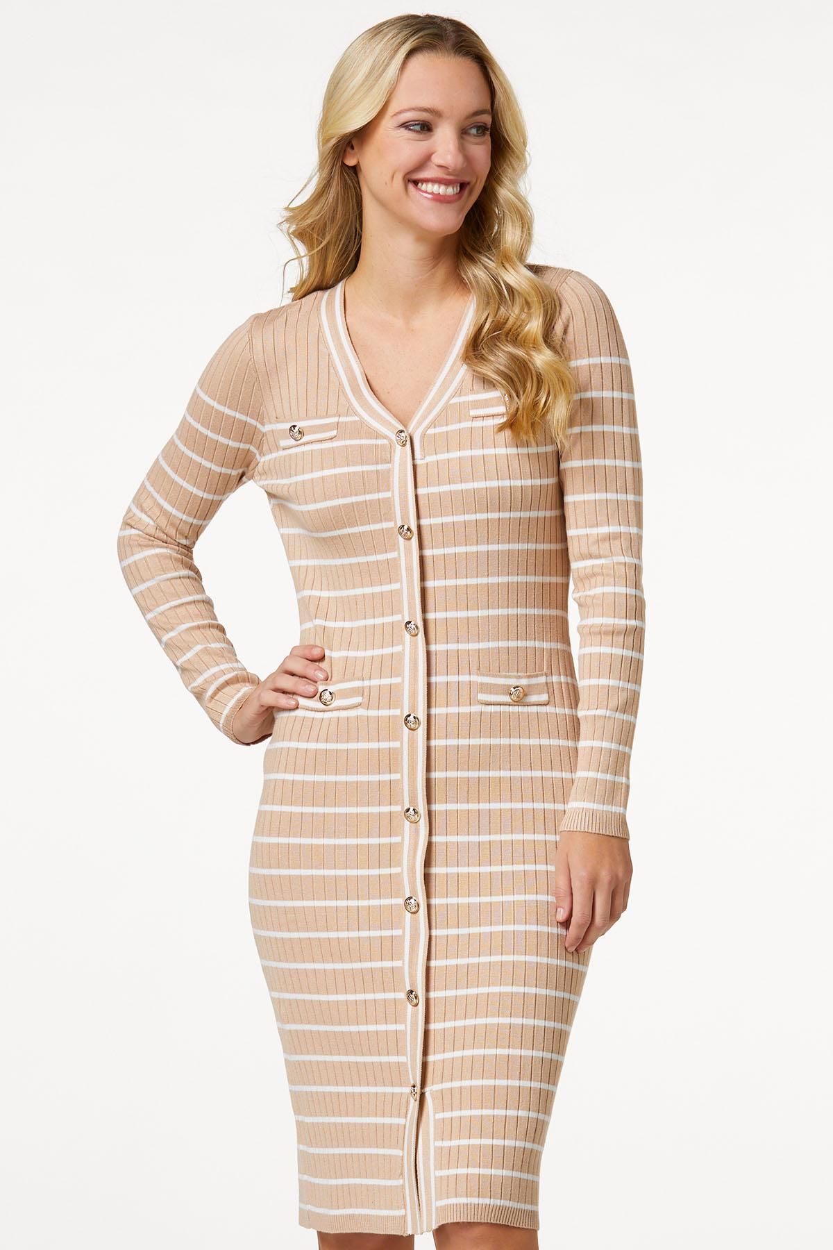 Stripe Ribbed Midi Dress | Cato Fashions