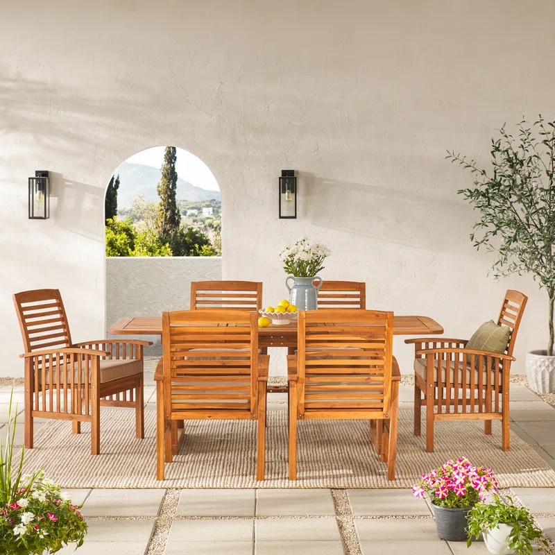 6 - Person Rectangular Extendable Outdoor Dining Set with Cushions | Wayfair North America