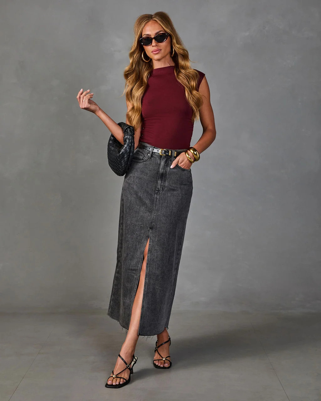 Mayvis Denim Maxi Skirt | VICI
