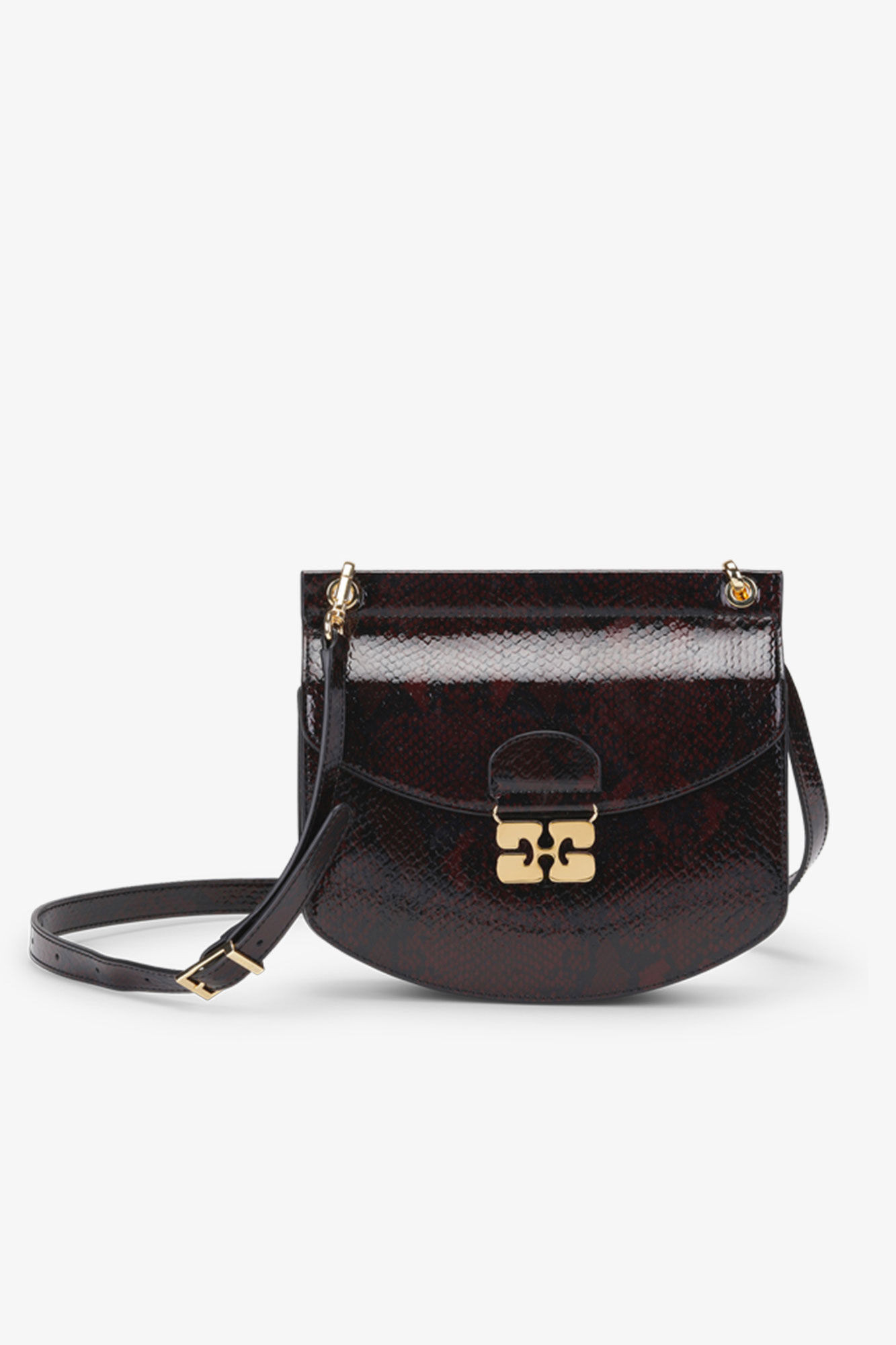 Burgundy Snake Small Apo-G Bag | Ganni