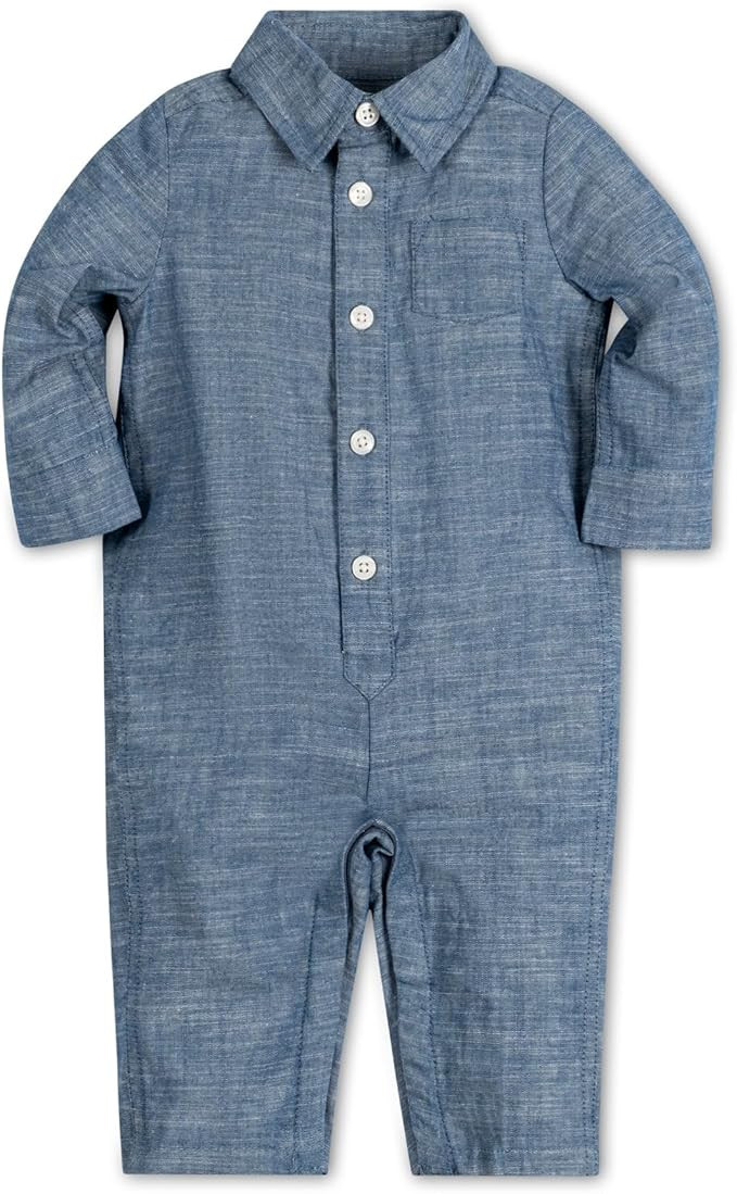 Hope & Henry Layette Organic Cotton Woven Button Front Romper | Amazon (US)