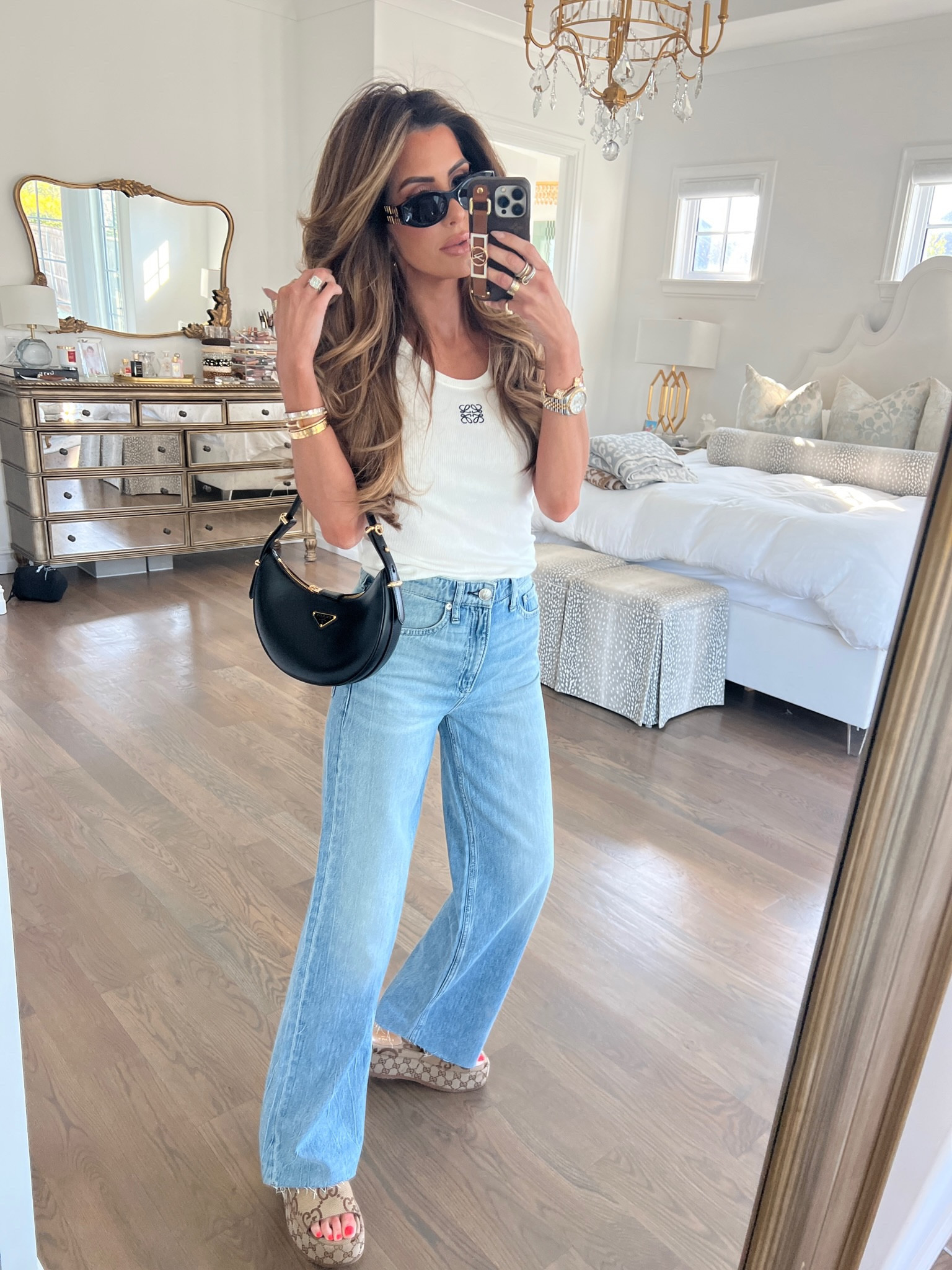 Wearing a size small in tank and size 25 in jeans. 

Spring fashion, casual outfit, spring break inspo, blue jeans, loewe, Prada, nude sandals, platform sandals, Emily Ann Gemma 
@saks #Saks #SaksPartner 

#LTKstyletip