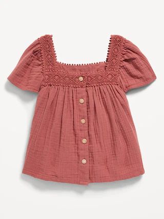 Flutter-Sleeve Button-Front Top for Toddler Girls | Old Navy (US)