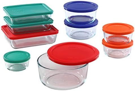 Pyrex Simply Store 18 Piece Meal Prep Storage Containers Set, Large and Small | Round and Rectang... | Amazon (US)