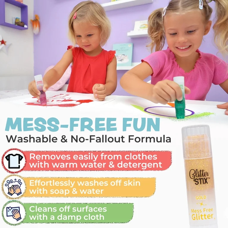 Glitter Stix Mess-Free Glitter Paint Sticks for Kids Crafts, Glitter & Sparkle Topcoat, Quick-Dry... | Walmart (US)