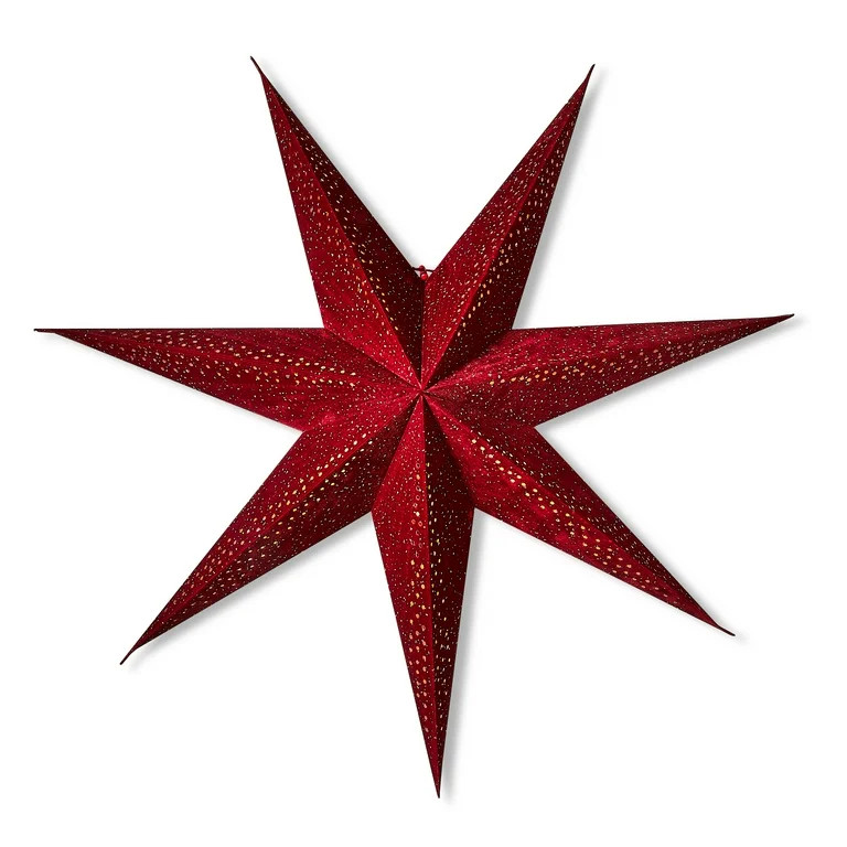 Red Flocked Decorated Star, 29 in, by Holiday Time | Walmart (US)