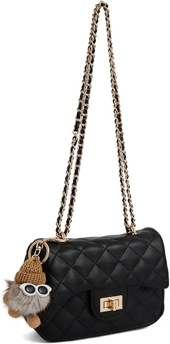 Quilted Mini Leather Crossbody Shoulder Purse, Ladies' Leather Tote Handbag with Chain Strap | Amazon (US)