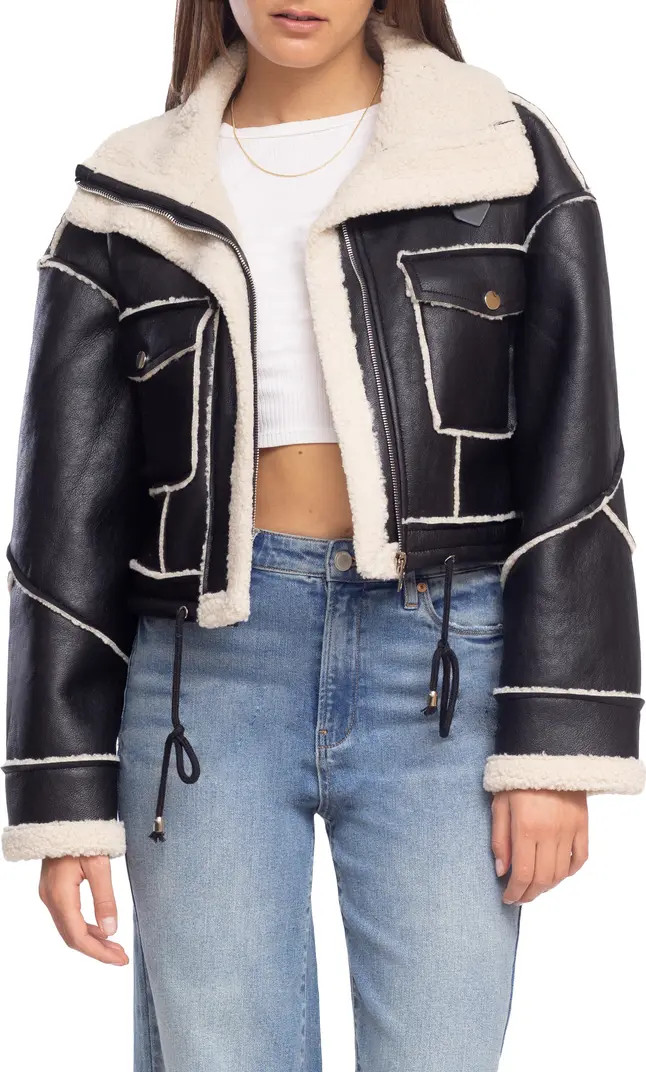 Bonded Moto Jacket with Faux Shearling Trim | Nordstrom
