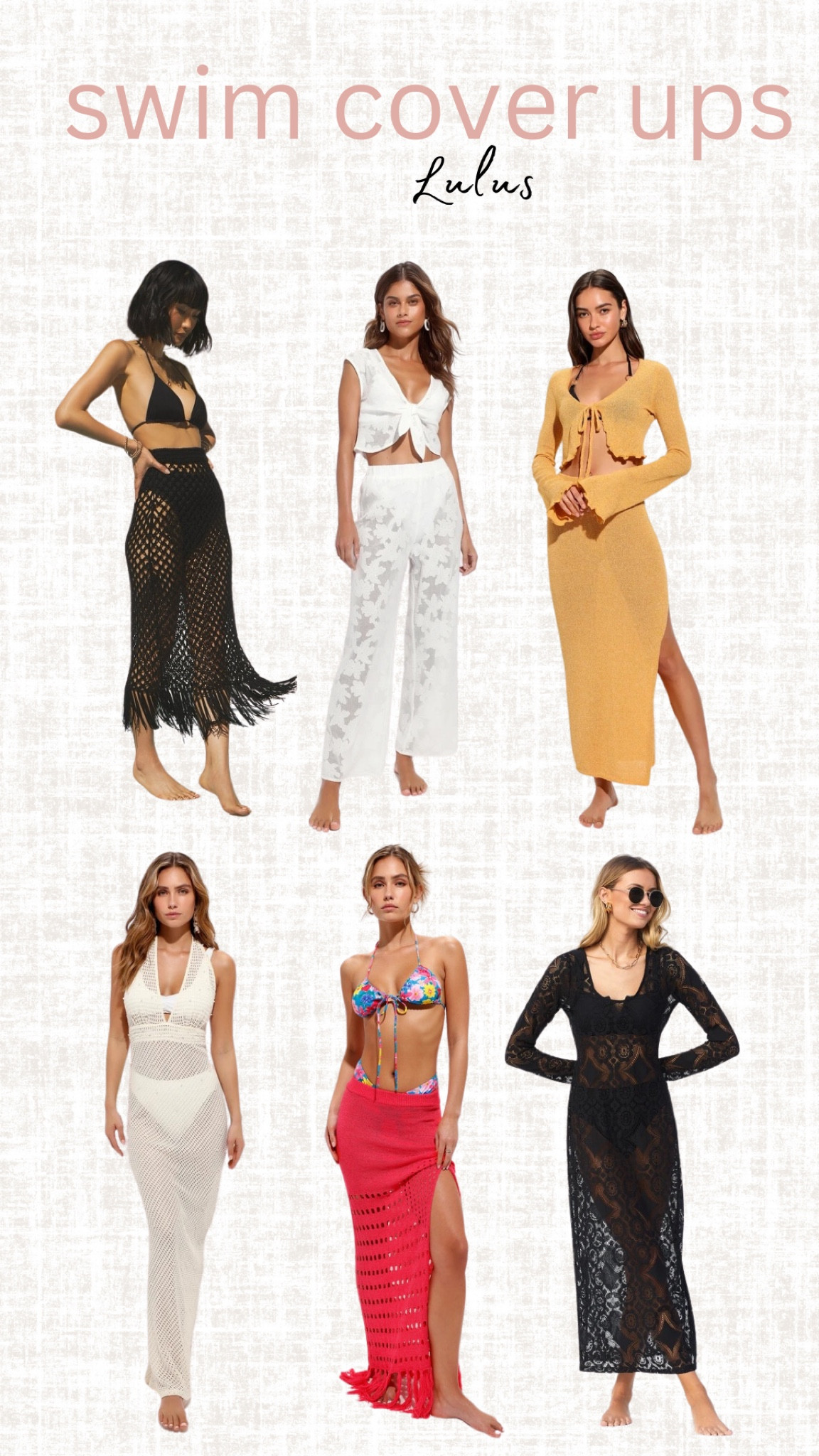 Cover ups from Lulus 

#beach #swim #summeroutfit

#LTKSwim #LTKStyleTip #LTKTravel