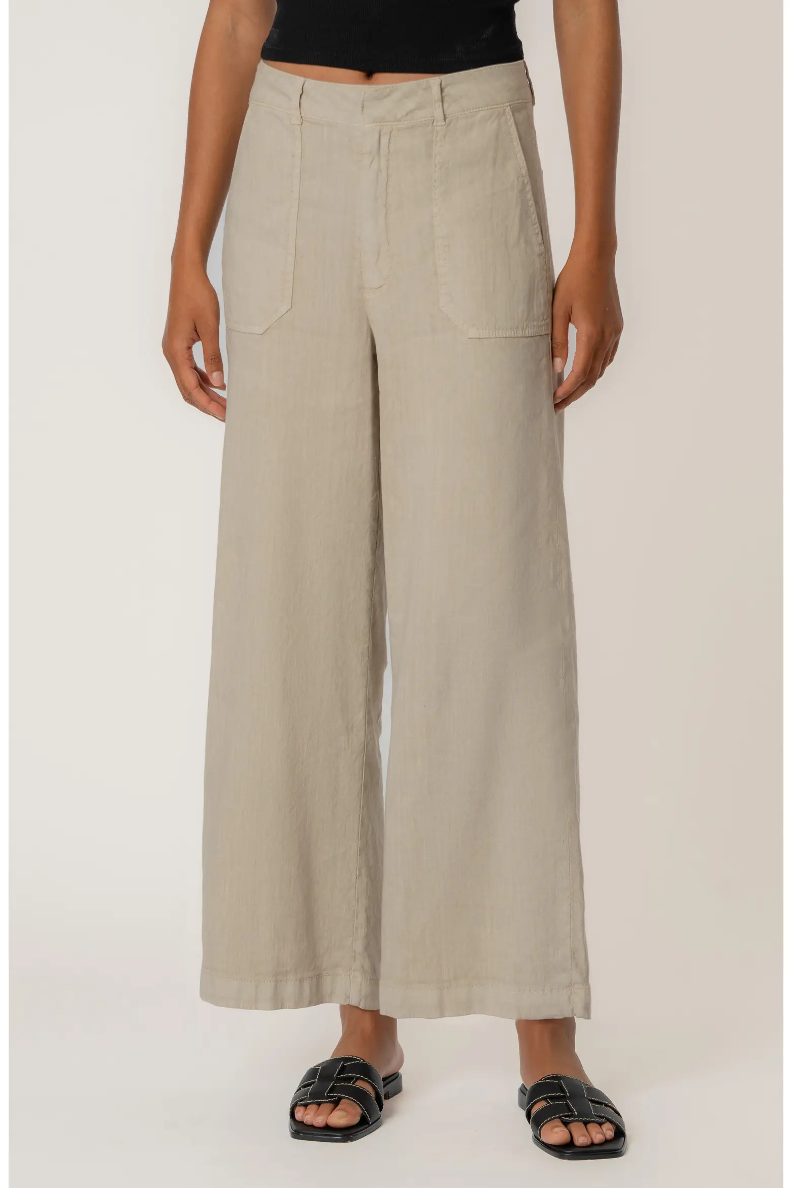 Topaz High Waist Crop Wide Leg Linen Blend Pants (Women) | Nordstrom | Nordstrom
