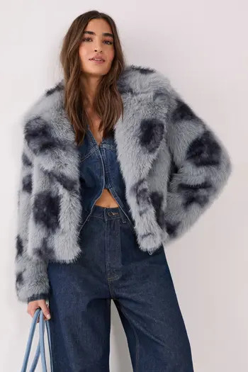 NASTY GAL Cow Fur Collar Jacket | Nordstrom | Nordstrom