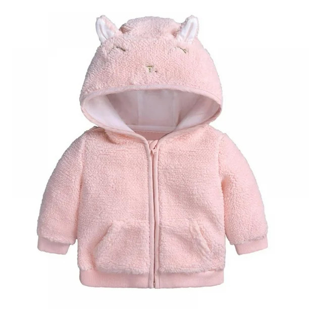 Baby Girl Fleece Jacket with Hoodie Baby Autumn Winter Long Sleeve Hooded Coat Thick Warm Outerwe... | Walmart (US)