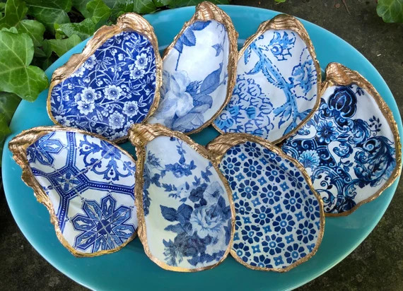 Oyster Shell Ring Dish Decoupage Jewelry Holder Trinket | Etsy | Etsy (US)