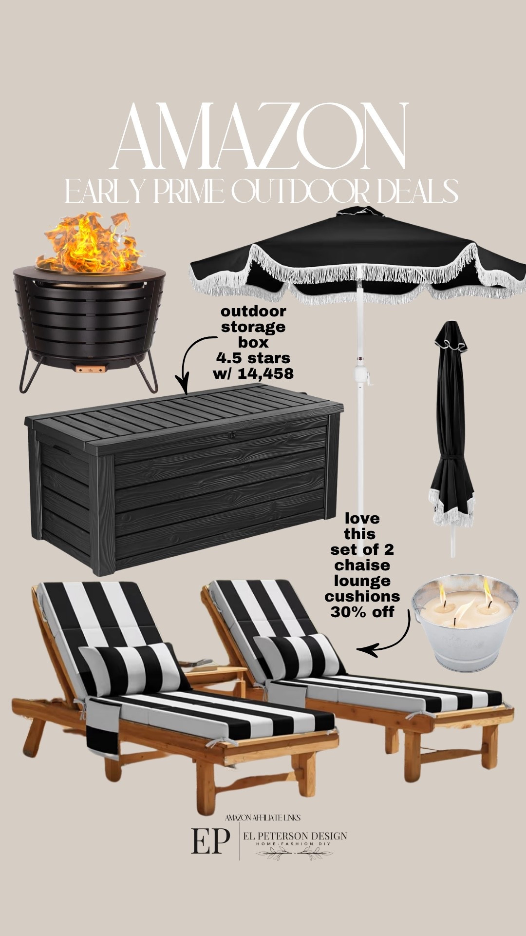 Amazon
Early Prime Deals 
Fire pit
Large storage bin
Chaise lounge cushion
Outdoor Candle

#LTKHome #LTKSaleAlert