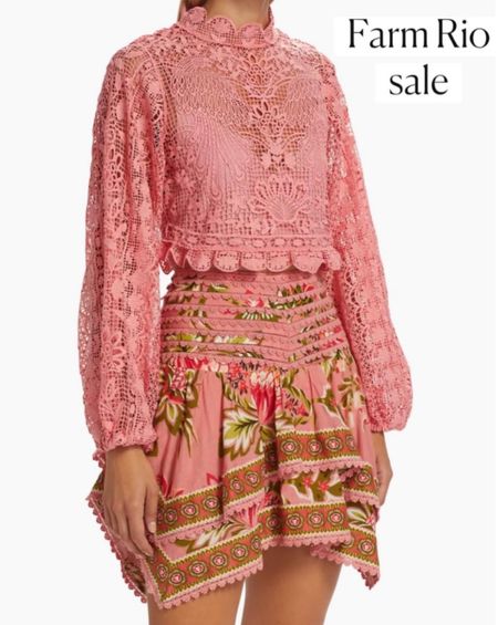 Farm Rio sale
Farm Rio lace top
Pink lace top
Farm Rio skirt

Summer outfit 
Summer skirt
Vacation outfit
Vacation skirt
Date night outfit
#Itkseasonal
#Itkover40
#Itku


#LTKSaleAlert