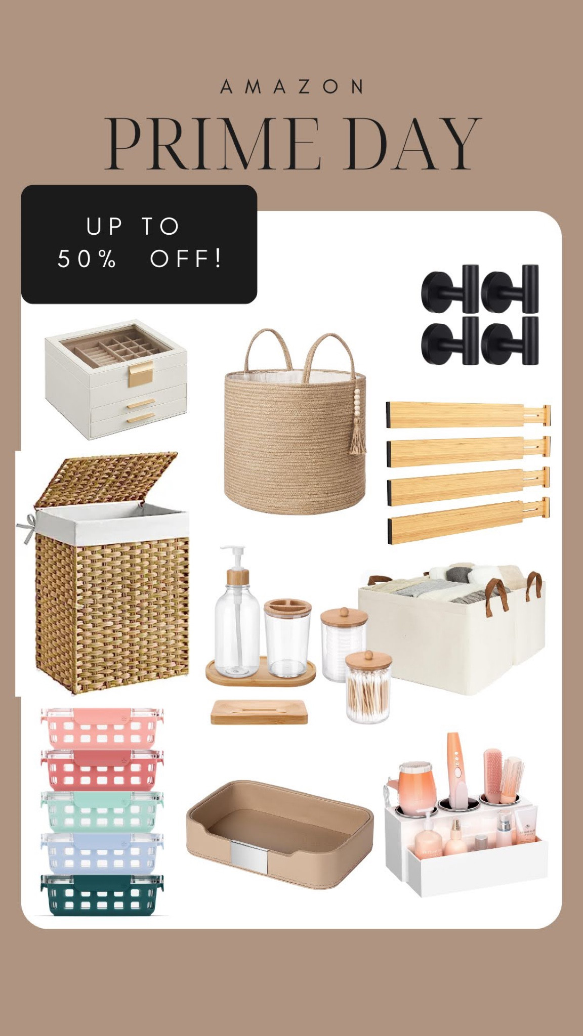 Amazon prime storage and organization deals! Prime day, jewelry organizer, neutral organization, kitchen organization, hooks, baskets, under cabinet organization 

#LTKBacktoSchool #LTKxPrimeDay #LTKhome