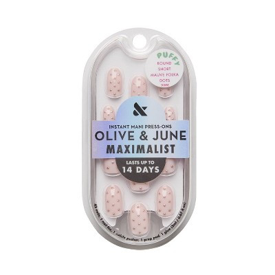 Olive & June Press-On Fake Nails - Maximalist - S Round Mauve Polka Dots - 42ct | Target