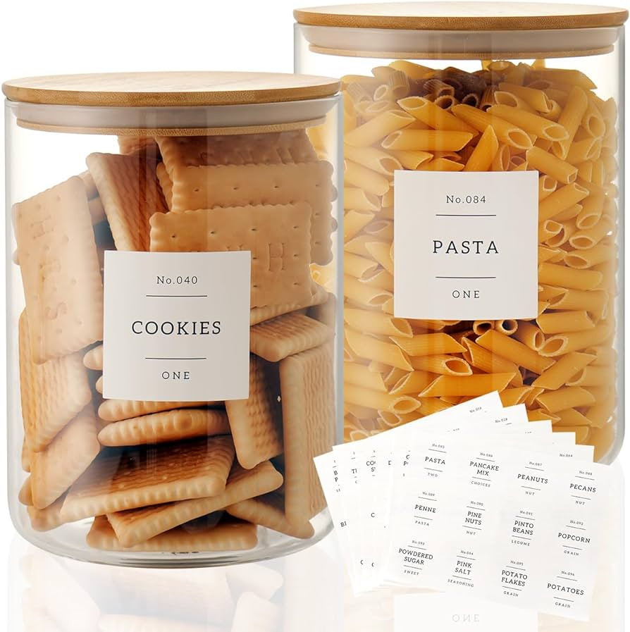 CZZGSM Set of 2 Large Glass Flour and Sugar Containers - 100 Fl oz Thicken Glass Storage Jars wit... | Amazon (US)