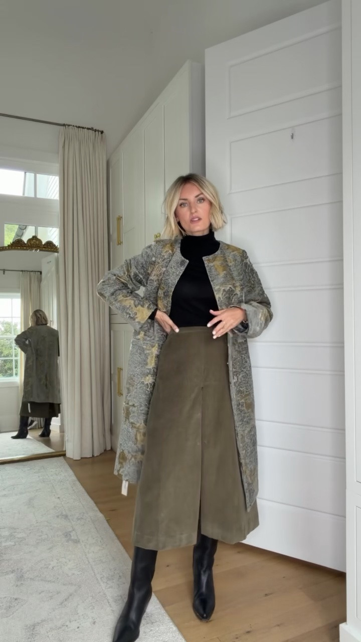 Such a statement fall layer! Loving this printed coat styled over a classic black turtleneck and corduroy midi skirt. Skirt wearing size 2, Turtleneck wearing size S!

Loverly grey, tuckernuck, fall outerwear, statement coat, printed coat, corduroy midi skirt, black turtleneck, fall layering, elevated fall outfits, chic fall fashion