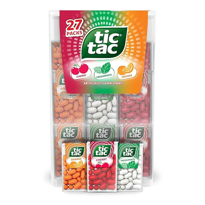 Tic Tac Variety Pack Mega Box, Bulk 27 Packs, Cherry, Freshmints, Orange, Refreshing Fruity Mints... | Amazon (US)