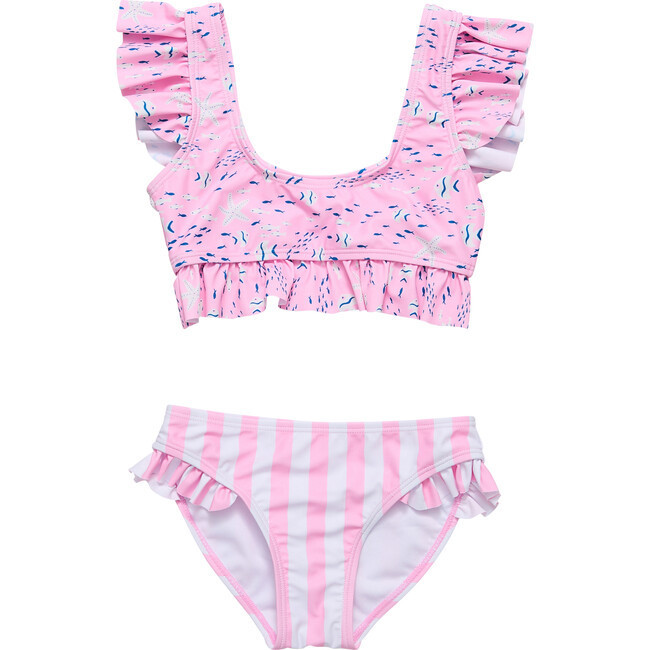 Pink Sea Frilled Crop Bikini | Maisonette
