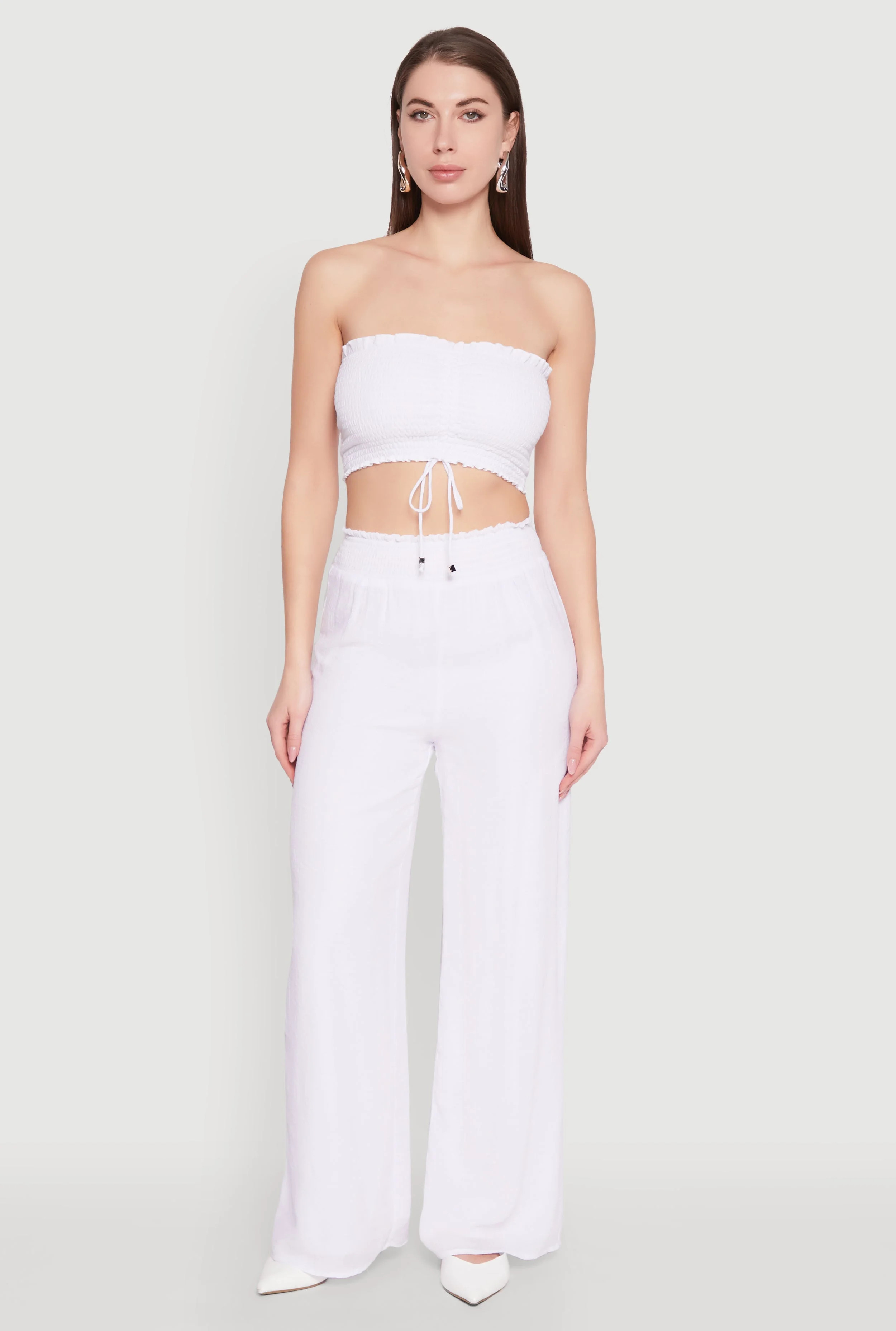 Womens Smocked High Waisted Palazzo Pants | Walmart (US)