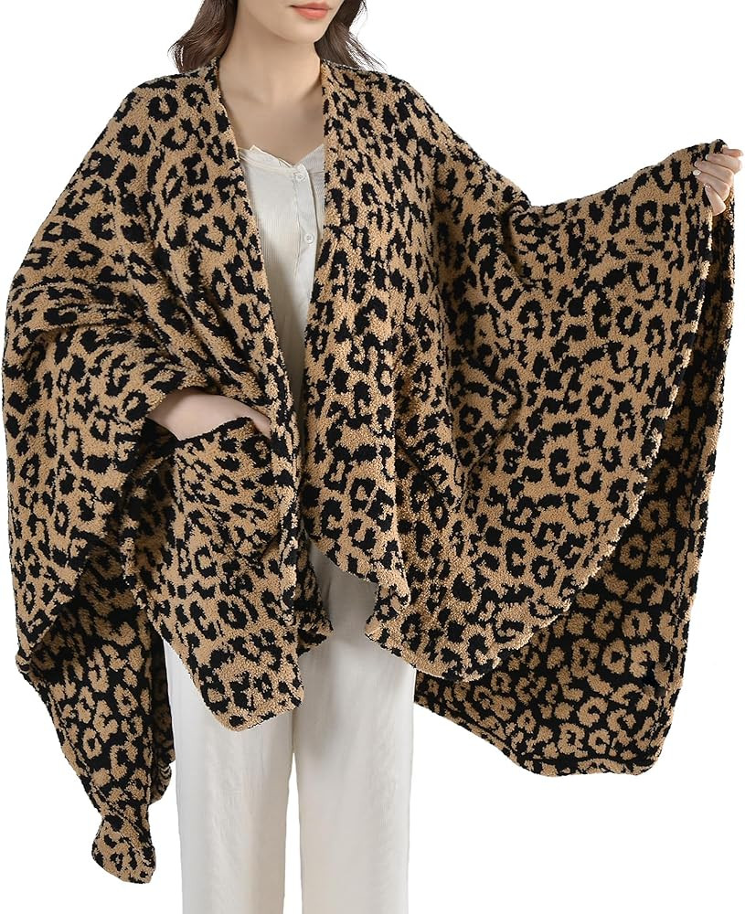 JOOJA Wearable Blanket Super Soft Feather Yarn Blanket Shawl with Pockets Fuzzy Throw Blanket TV ... | Amazon (US)