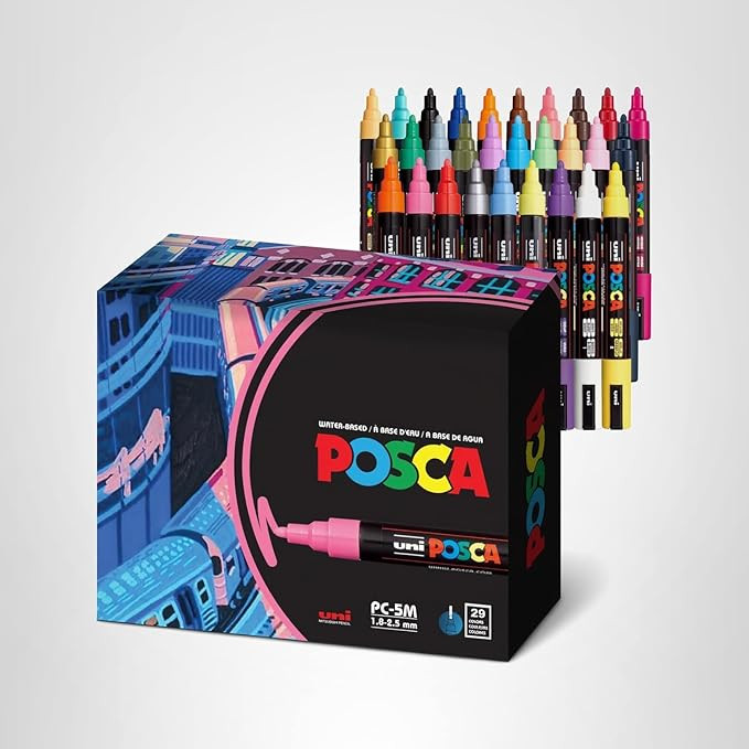 Uni Posca Paint Markers, 5M Medium Acrylic Markers with Reversible Tips, Artist Recommended For G... | Amazon (US)