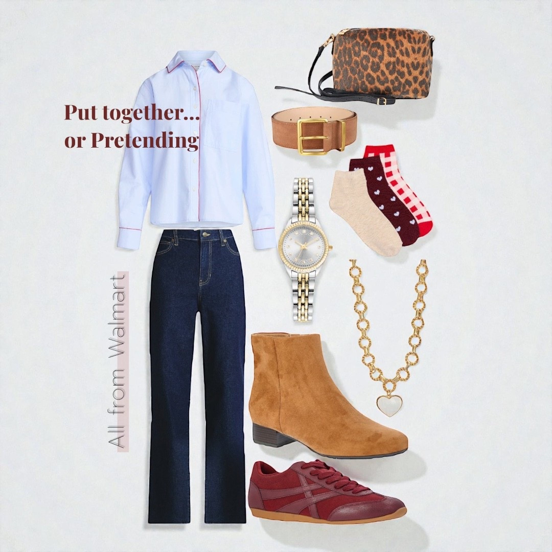 If “classic but make it fun” was an outfit 😌

Dark denim. A good button down.
Boots when I’m feeling put together.
Sneakers when I’m pretending I’m chill.
Leopard bag because… obviously.

And yes — it’s ALL from Walmart 🤍 Easy, super affordable and classy! Proof you don’t have to spend big to look put together! 
#walmartfashion
#walmartfinds
#walmartstyle
#affordablestyle
#elevatedbasics
#everydayoutfit
#darkdenim

#LTKgrwm #LTKootd #LTKdayinmylife