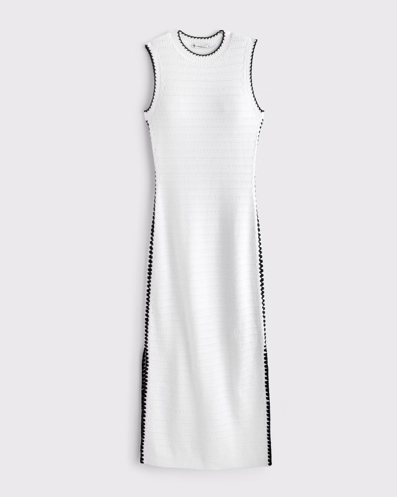 Crochet-Style Crew Midi Dress | Abercrombie & Fitch (US)