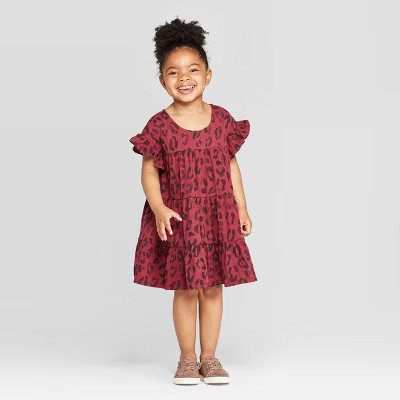 Toddler Girls' Leopard Dress - art class™ Maroon | Target