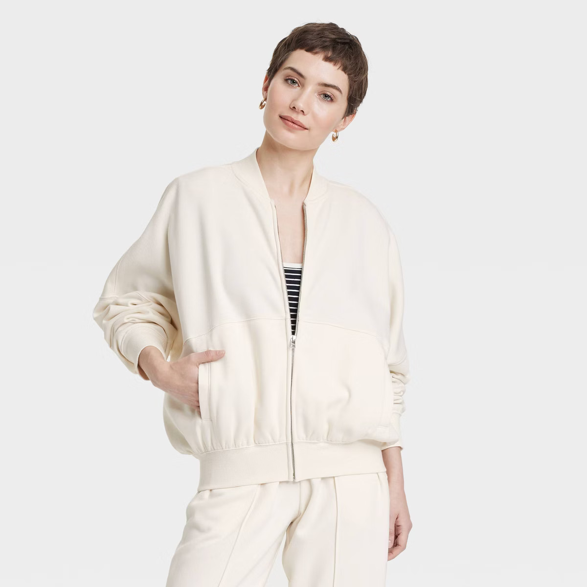 Women's Leisure Studio Fleece Bomber Jacket - Universal Thread™ | Target