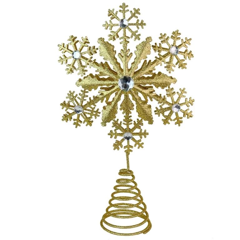 Ornativity Glitter Snowflake Tree Topper - Gold sparkling Gem Christmas Tree Decoration | Walmart (US)