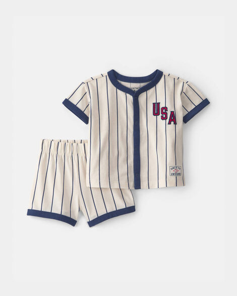 Baby 2-Piece 'USA' Baseball Striped Top & Short Set | Carter's Inc