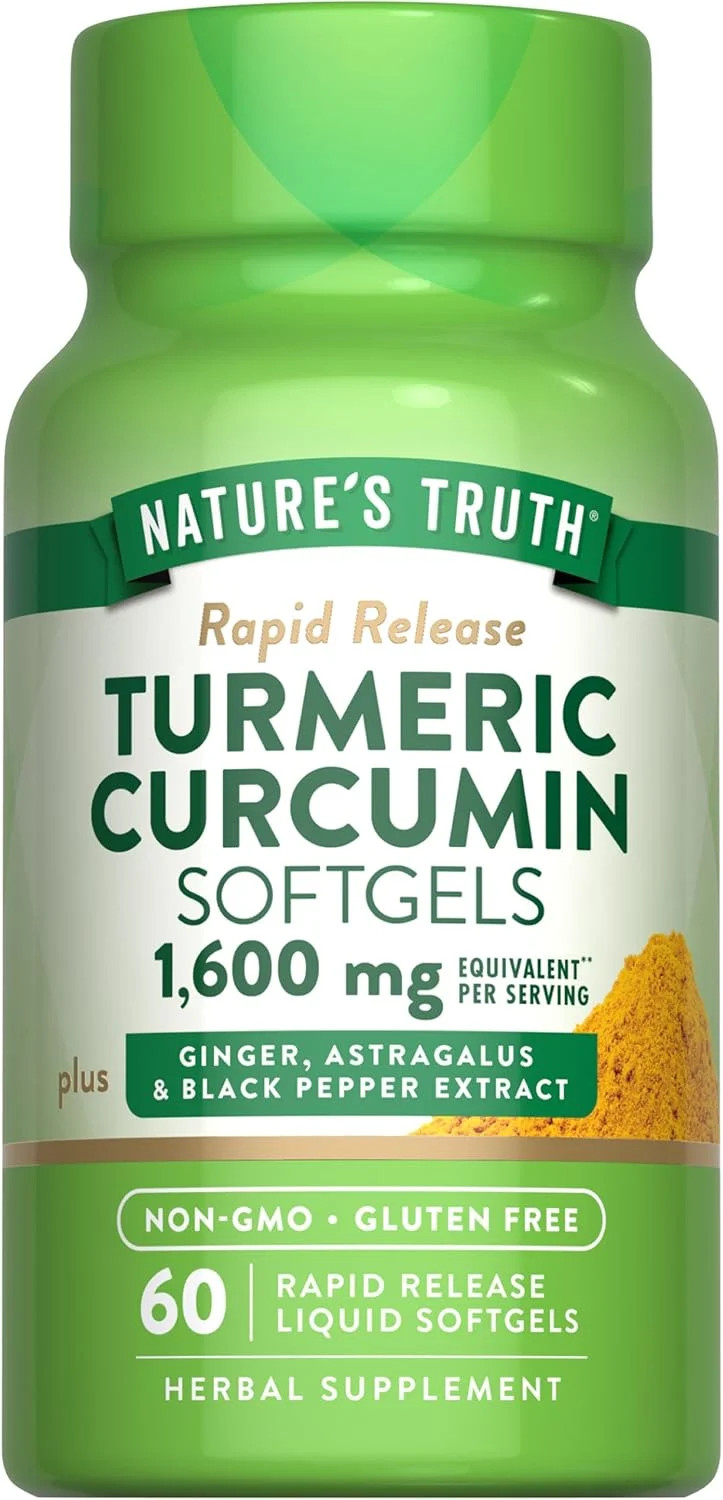 Turmeric Curcumin 1600mg | 60 Softgels | Non-GMO, Gluten Free Supplement | by Nature's Truth - Walmart.com | Walmart (US)