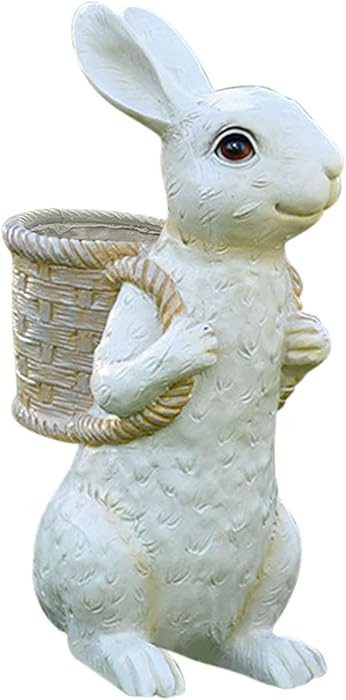 Easter Rabbit Figurine Garden Flower Pot Flower Basket Handmade Balcony Decoration for Bonsai Pla... | Amazon (US)