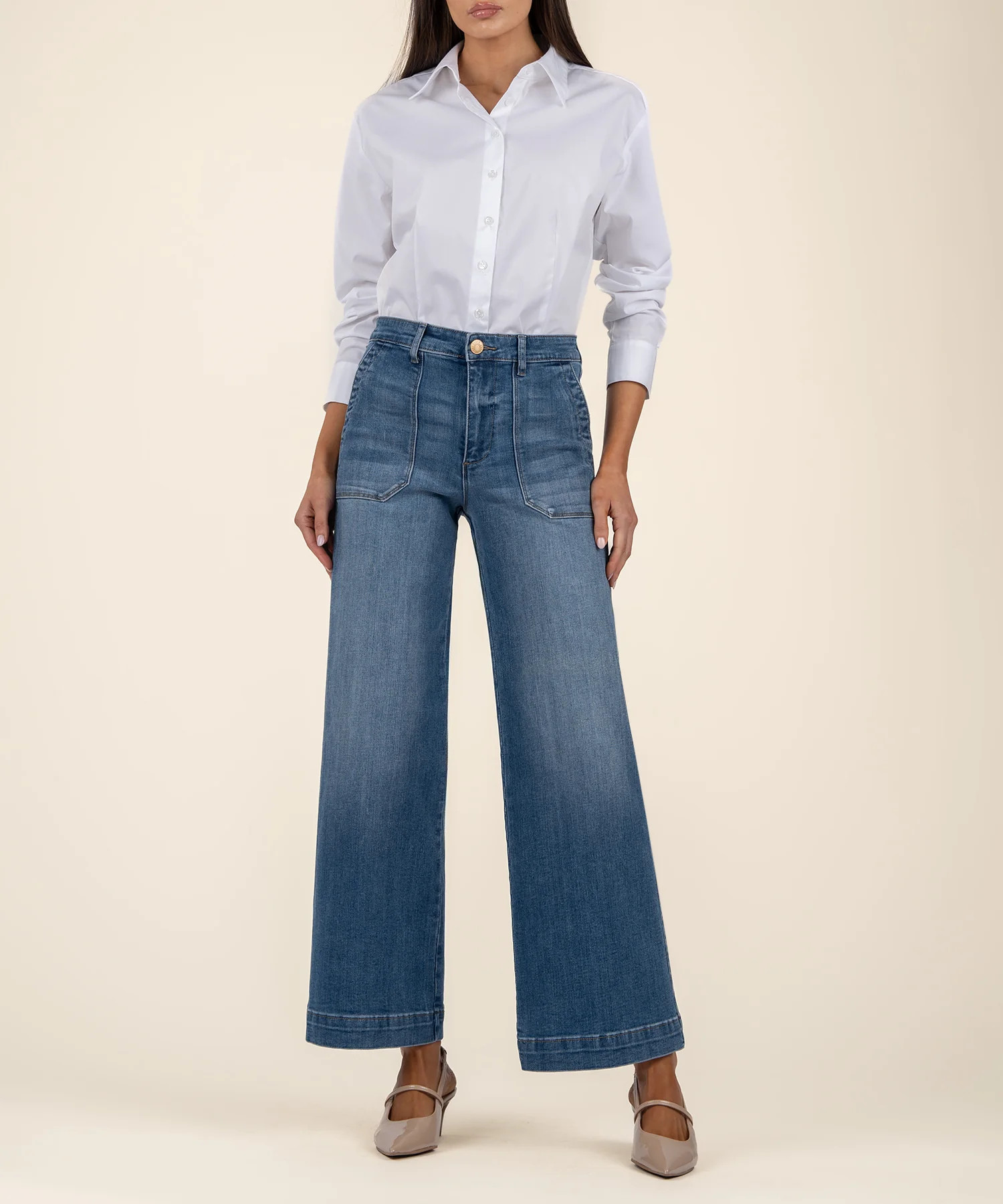Meg High Rise Wide Straight Leg - 0 / Friendship W/Dk Base Wash - Kut from the Kloth | Kut From Kloth