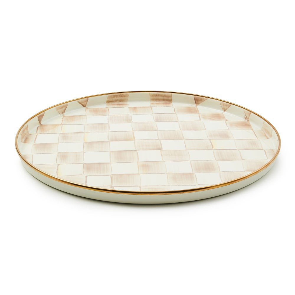 Mocha Check Round Tray | MacKenzie-Childs
