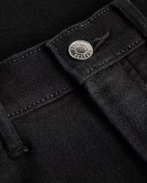 High Waisted Stay Black Raw Hem Straight Ankle Jeans | Express