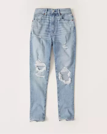 Abercrombie & Fitch Womens Curve Love High Rise Super Skinny Ankle Jeans in Light Ripped Wash - Size | Abercrombie & Fitch US & UK