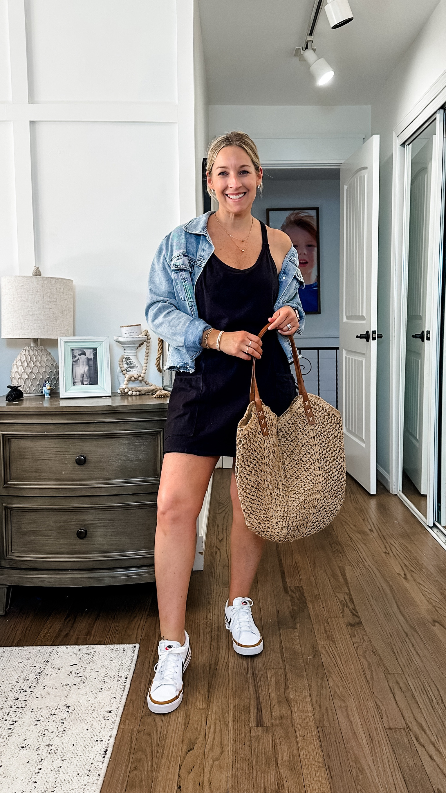Cute, comfy and stretchy athletic dress for workouts, errands or sports moms! I’m in a medium and there’s a little room. Has a built in bra and shorts! Medium jacket as well  

#LTKMidsize #LTKStyleTip #LTKFindsUnder50