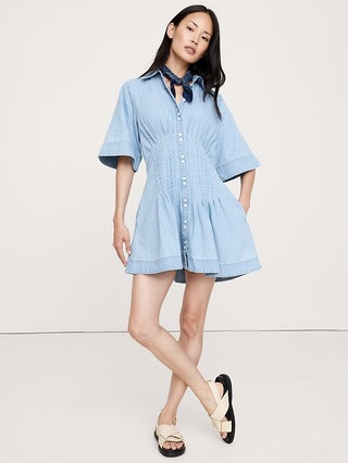 Denim Pintuck Shirt Dress | Banana Republic (US)