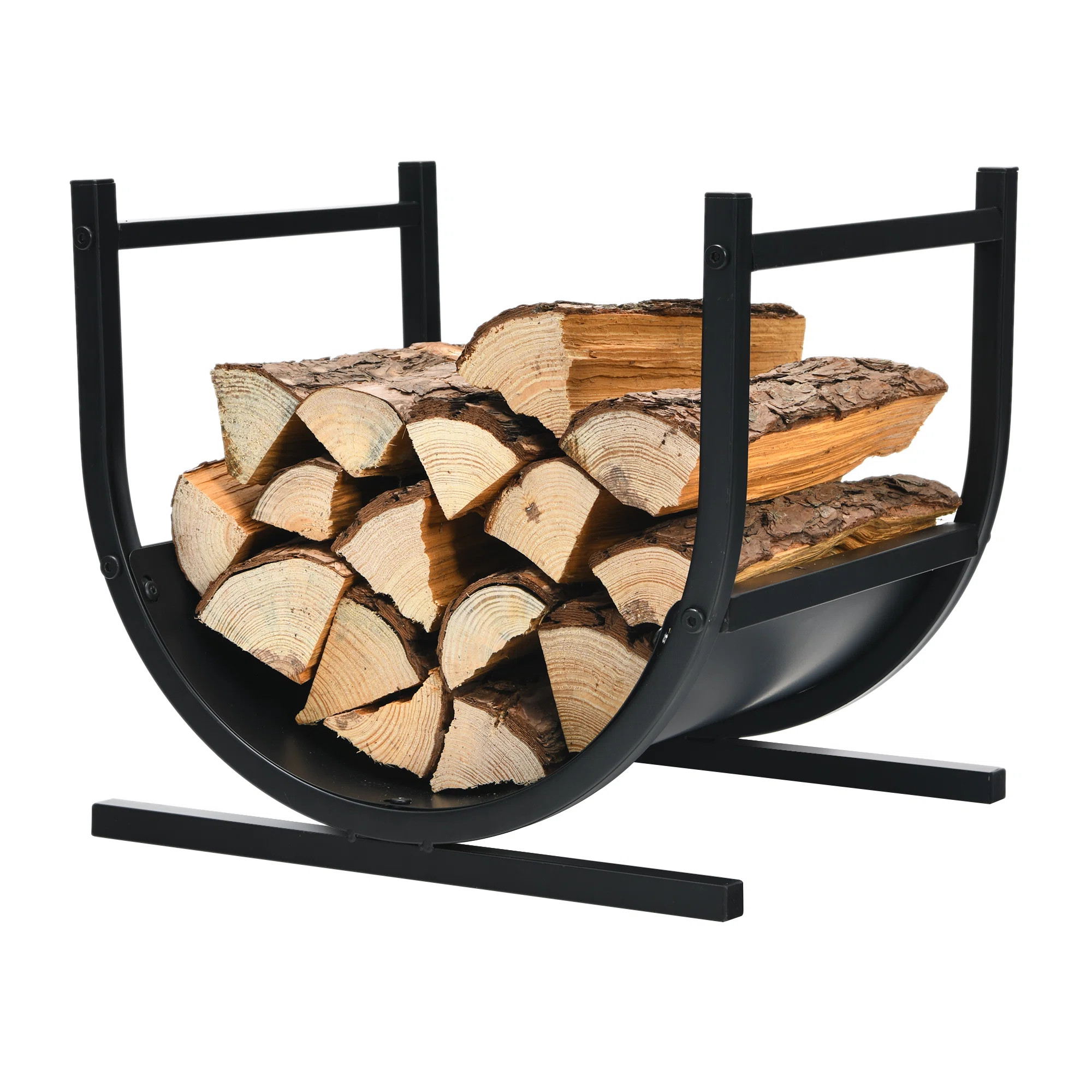 Red Barrel Studio® 17'' U-shaped Firewood Rack Steel Fireplace Wood Storage Log Rack Holder | Joss & Main
