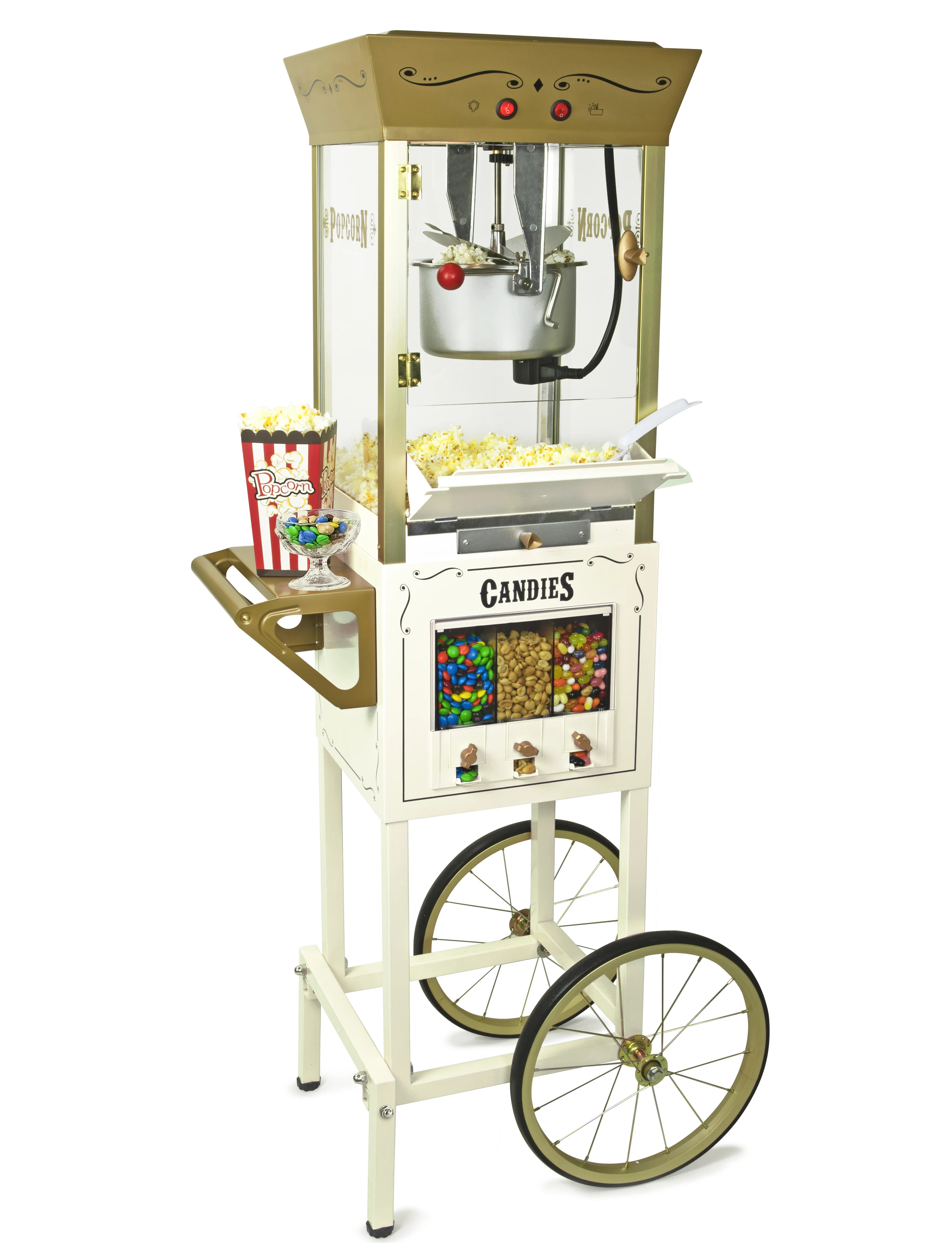 Nostalgia Popcorn Maker Professional Cart, Kettle Makes Up to 32 Cups With Candy Dispenser & Revi... | Wayfair North America