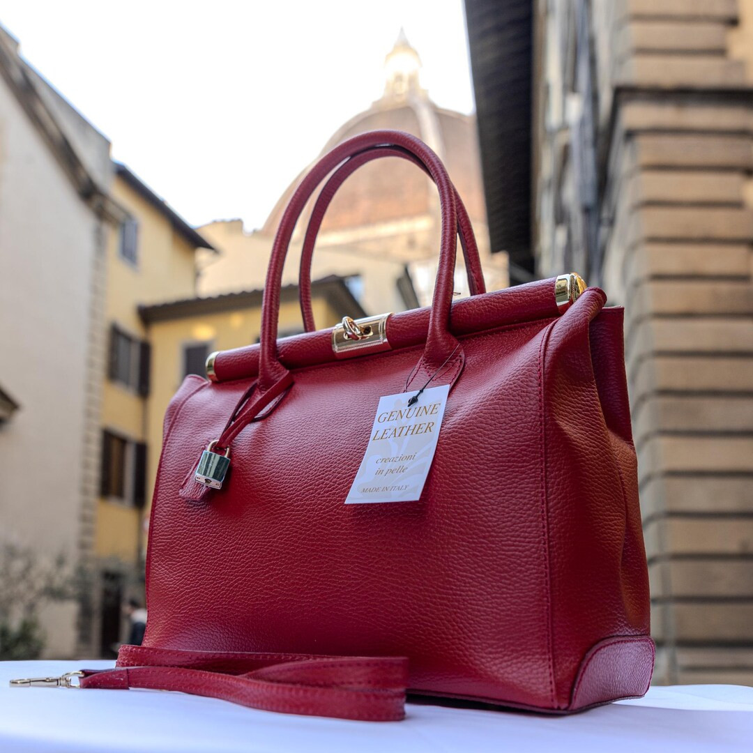 Italian Handmade Leather Bags for Women | Elegant Leather Tote Bagfrom Florence, Red Bag, Made in... | Etsy (US)