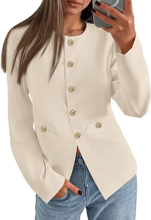 PRETTYGARDEN Women's 2025 Fall Blazers Button Down Fitted Lightweight Dressy Work Suit Jackets Tr... | Amazon (US)