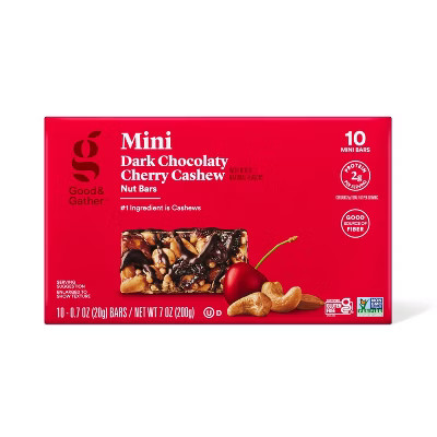 Mini Dark Chocolaty Cherry Cashew with Other Natural Flavors Nut Bars - 7oz/10ct - Good & Gather... | Target